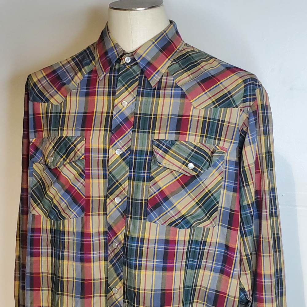 Vintage 80s Outlaw Western Wear Pearl Snap Shirt B